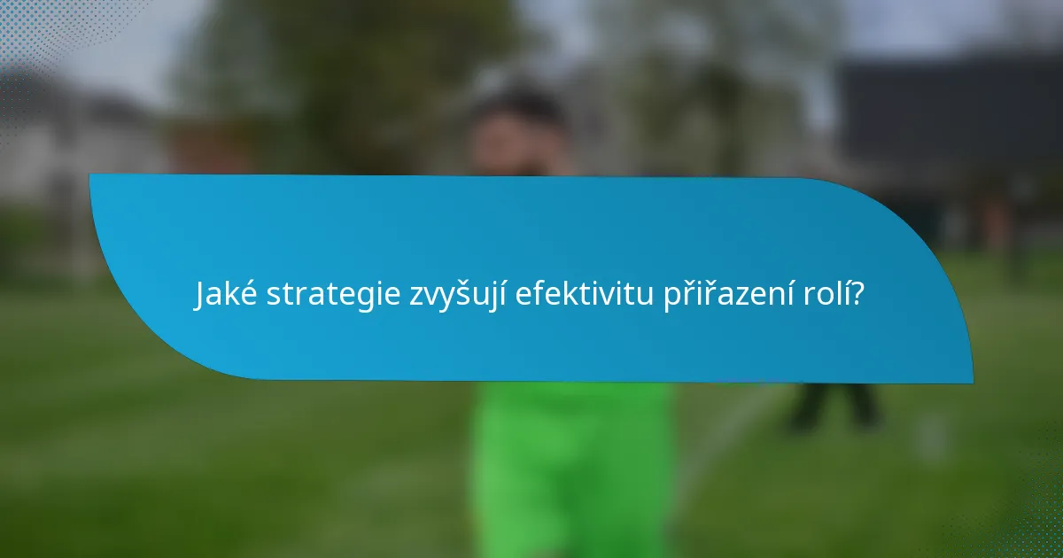 Jaké strategie zvyšují efektivitu přiřazení rolí?